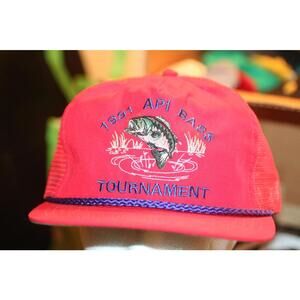 Vintage 1991 API Bass Tournament Trucker Hat – Red Rope Snapback – Made in USA